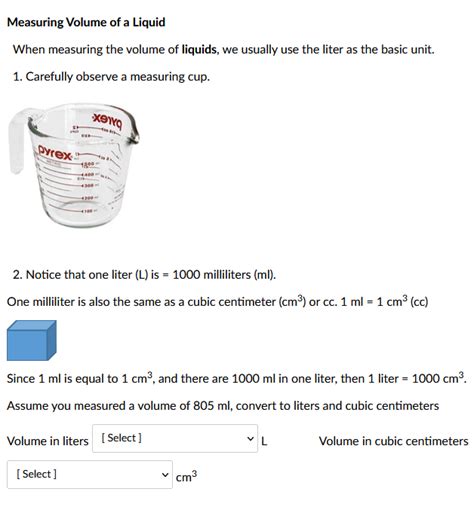 Solved: Measuring Volume .
